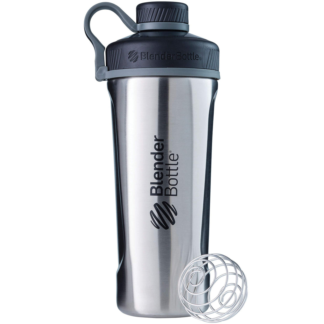 Radian Shaker Cup Insulated Stainless Steel Water Bottle with Wire Whisk, 26-Ounce, Natural/Black