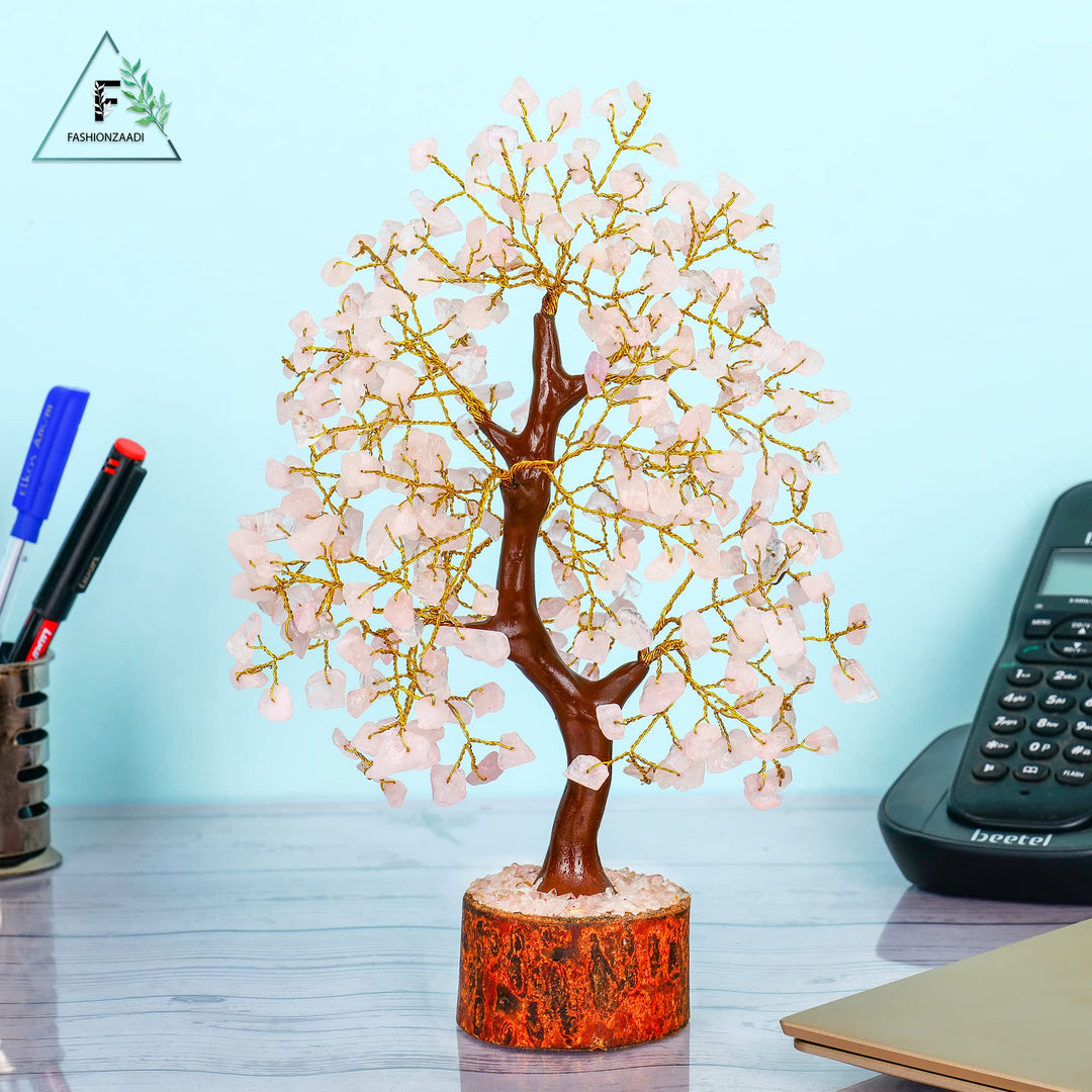 FASHIONZAADI Rose Quartz Tree - Crystal Bonsai Tree - H