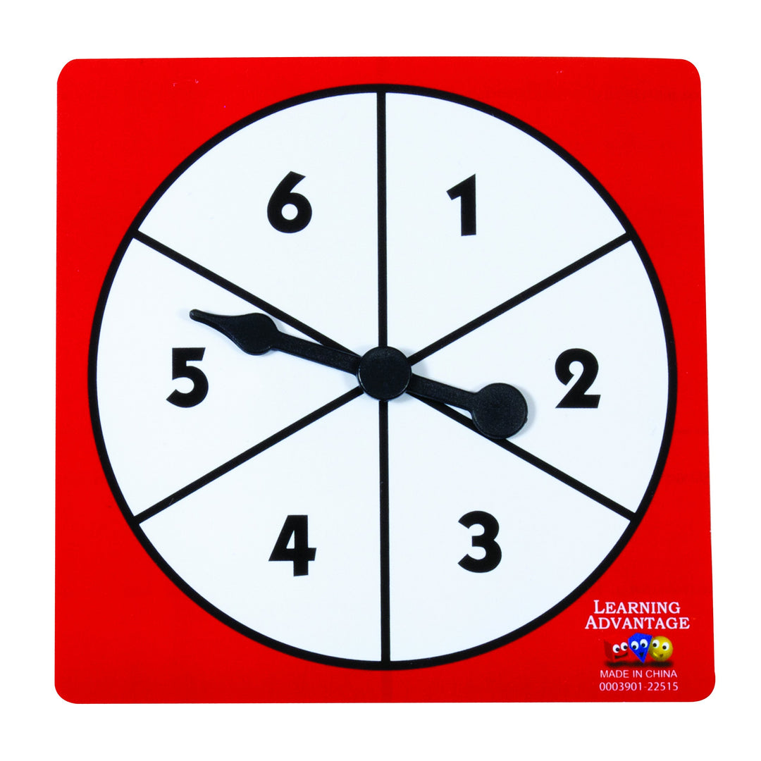 1-6 Number Spinners - Set of 5 - Arrow Spinner for Games - Free-Spinning for Board Games and Classroom Probability Activities