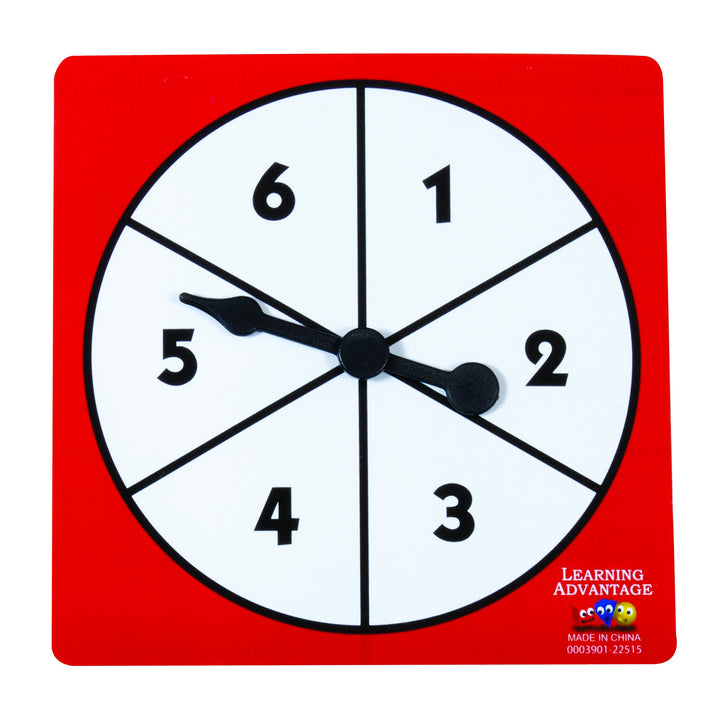 1-6 Number Spinners - Set of 5 - Arrow Spinner for Games - Free-Spinning for Board Games and Classroom Probability Activities