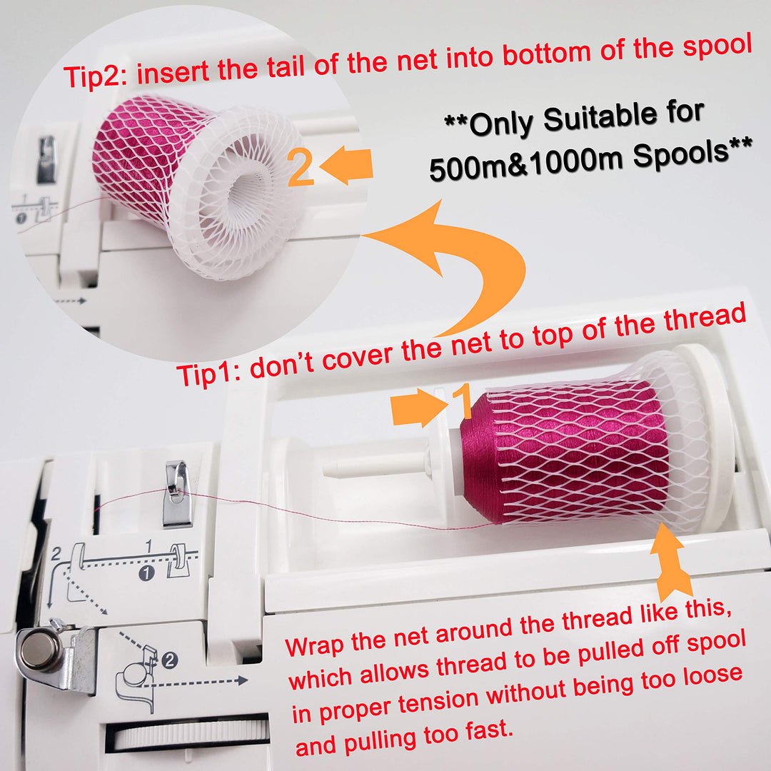 100pcs Thread Net Spool Saver for Different Sizes of Embroidery Sewing Quilting and Serger Thread Spools/Cones - 9.8 (25cm) Long Each Piece