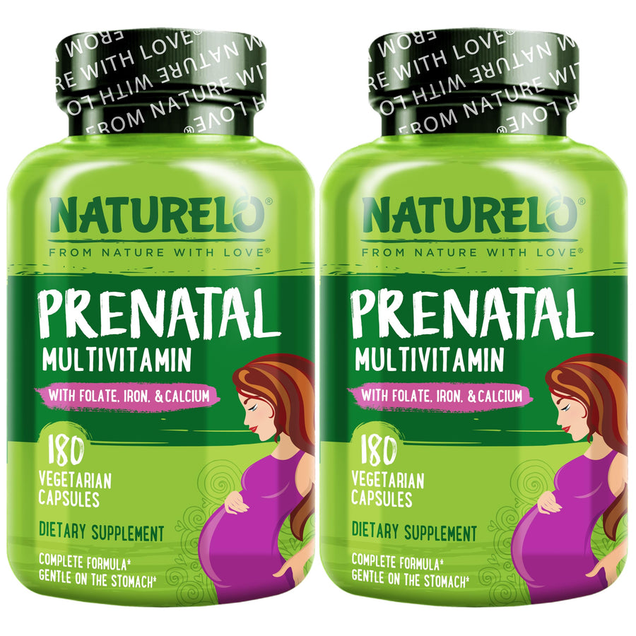 Prenatal Multivitamin with Gentle Chelated Iron, Methyl Folate, Plant Calcium & Choline - Vegan, Vegetarian - Non-GMO - Gluten Free - 180 Capsules - 4 Month Supply (Pack of 2)