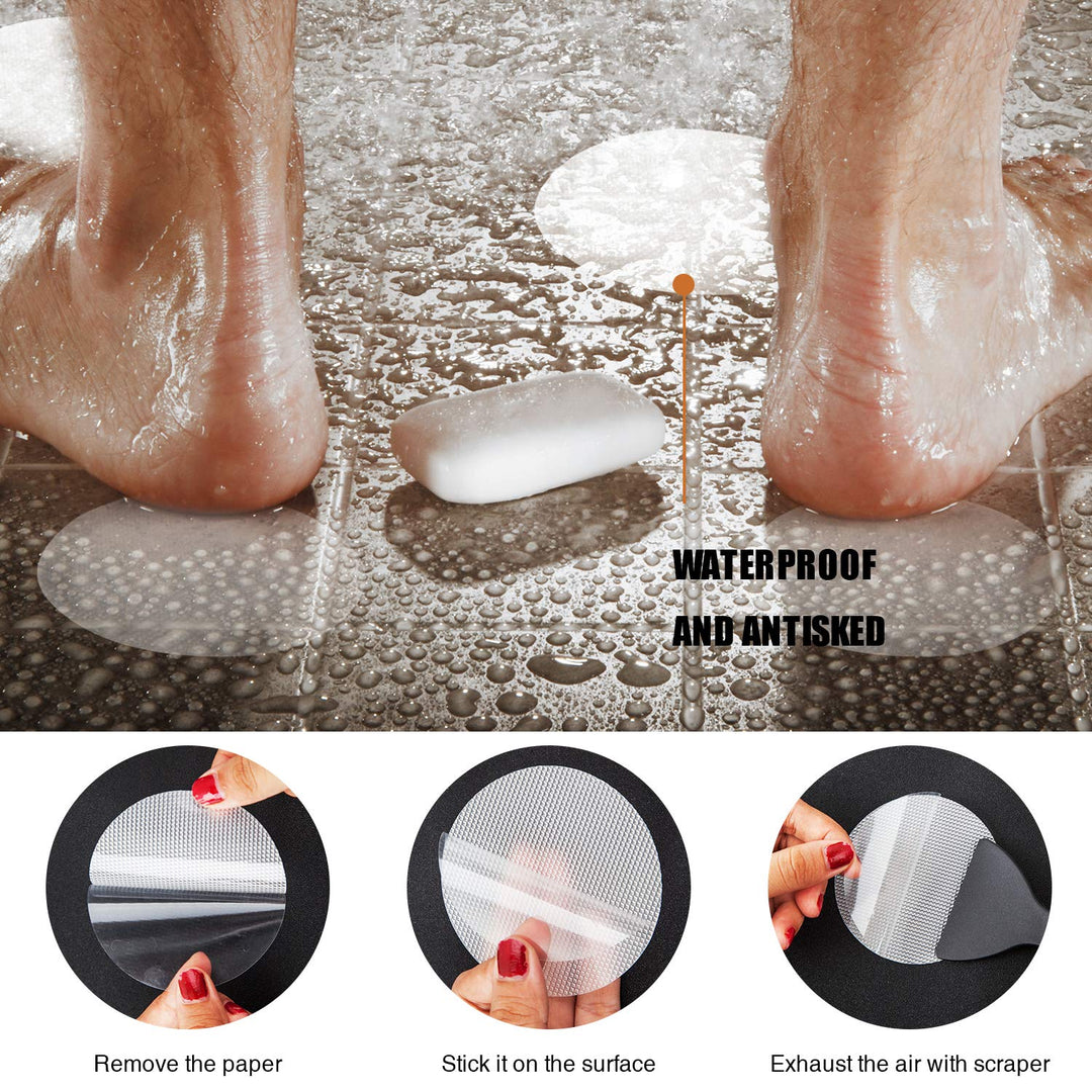 Original Non-Slip Bathtub Stickers, 24 PCS Safety Bathroom Tubs Showers Treads Adhesive Decals Scraper