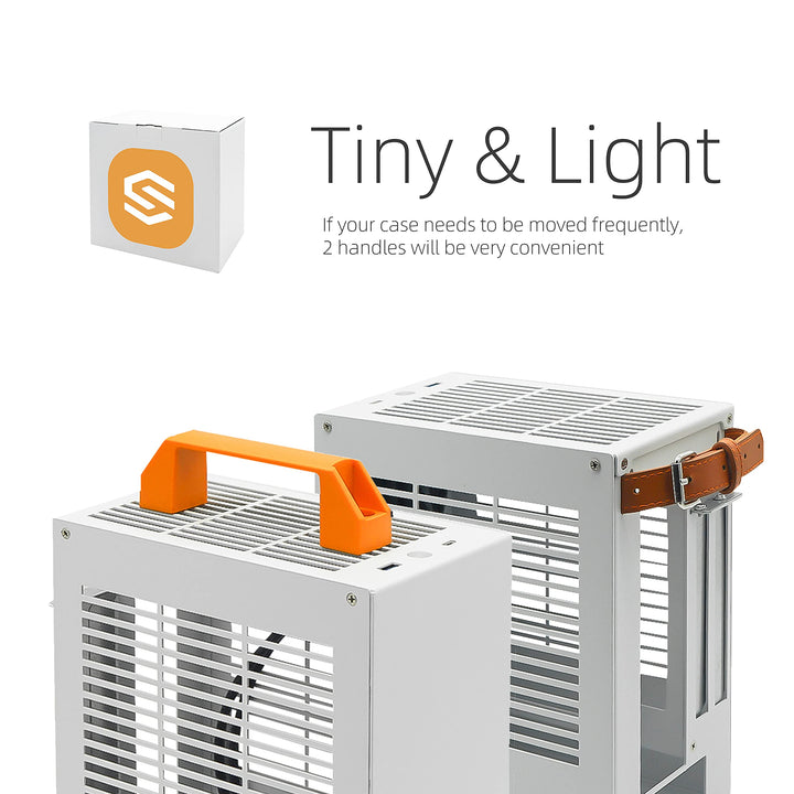 ITX Mini Case - K39 (Steel) / Includes Two Handles/Comes with 2 Standard Ventilated Side Panels and 1 Extra Acrylic Ventilated Side Panel / 5.1L Ultra-Small SFF Case