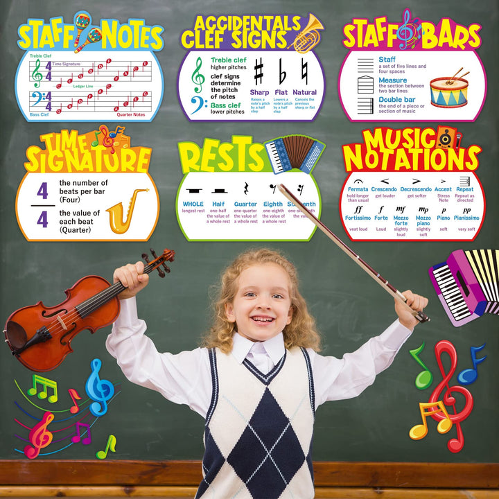 14 Pieces Music Elements Bulletin Board Set Musical Education Posters Music Classroom Decor for Middle School and High School Classroom Decorations or Homeschool Supplies