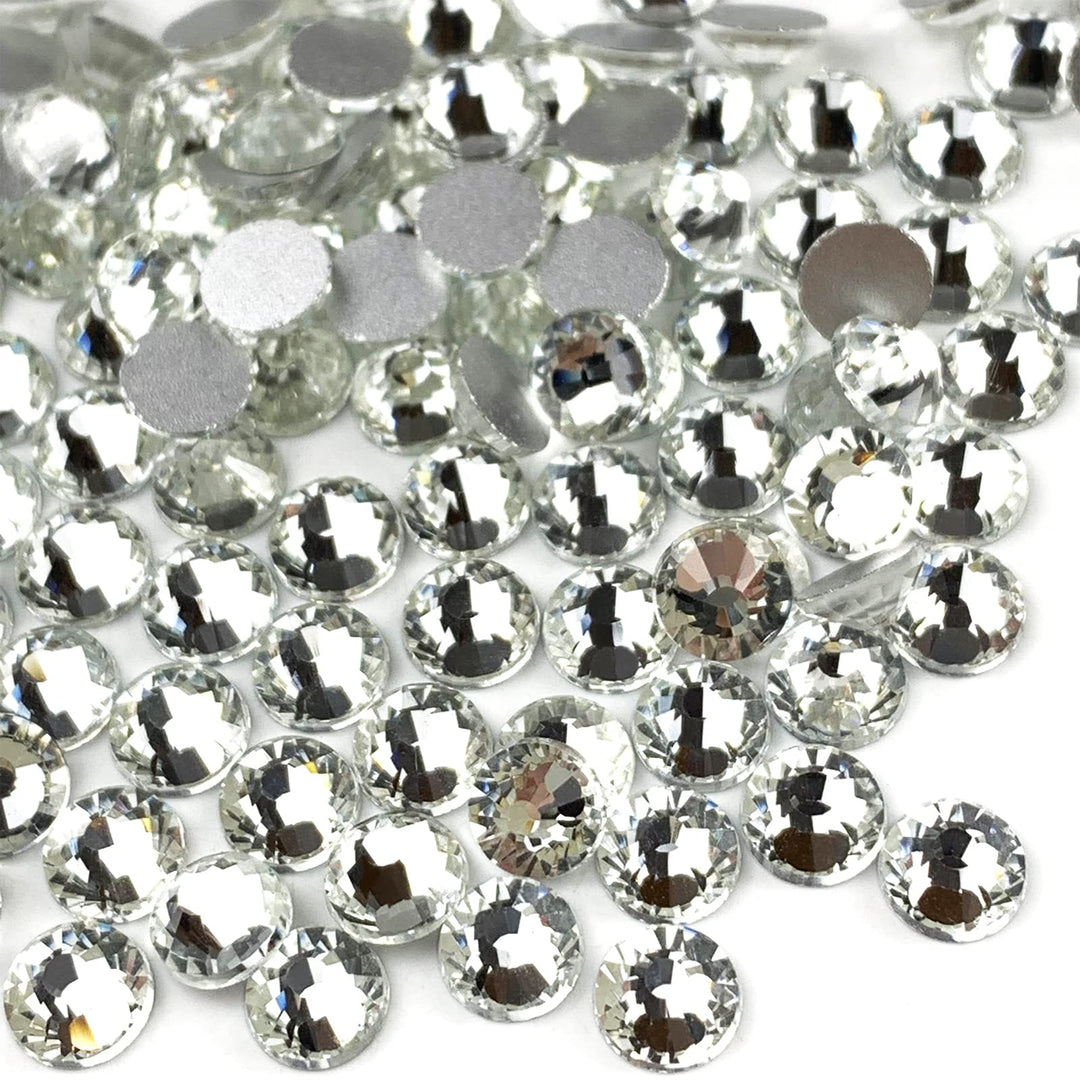 Glass Crystal Flatback Rhinestones for Nail Art and Craft, Round Stone Gems Sparkly Diamond (SS12 1440pcs, Crystal)