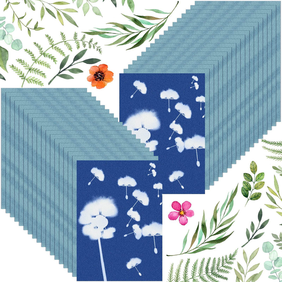 Sun Print Paper Kit, 36 Sheets Cyanotype Papers High Sensitive Nature Sun/Solar Activated Sun Printing Art Paper for Arts Crafts DIY Project