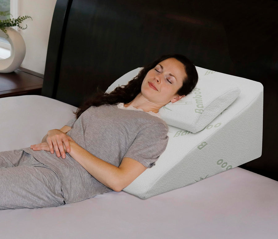 Foam Wedge Bed Pillow (25 x 24 x 12) with High Quality, Removable Cover