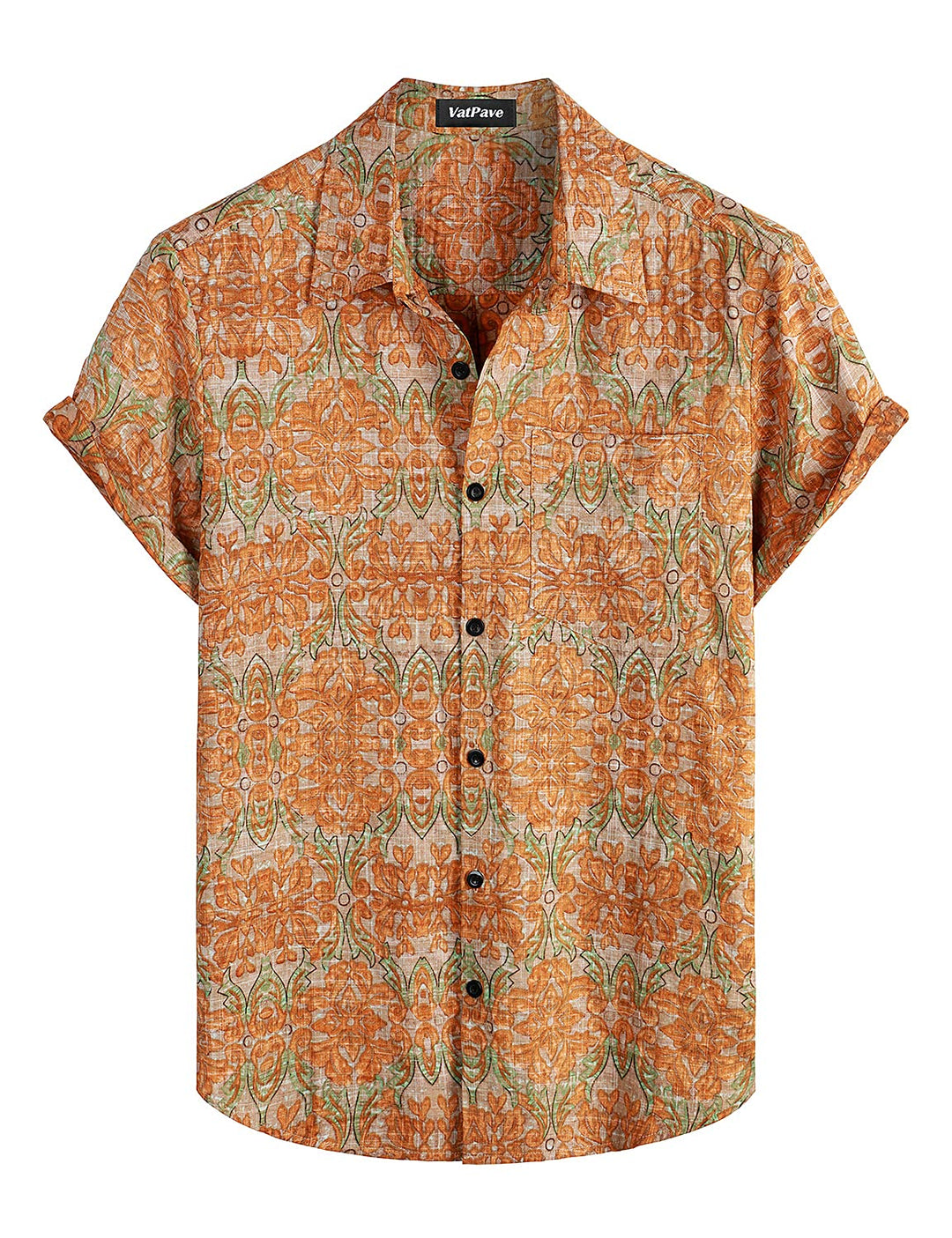 VATPAVE Mens Front Pocket Hawaiian Shirts Casual Floral