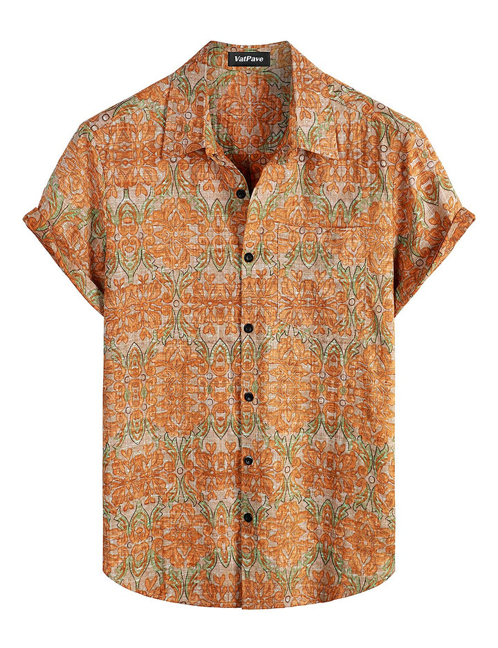 VATPAVE Mens Front Pocket Hawaiian Shirts Casual Floral