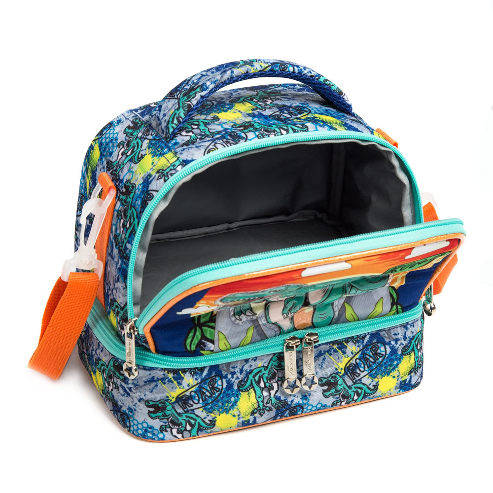 Kids Lunch Bag Insulated Bento Cooler Bag Two compartments Cooler for Boys and Girls with Adjustable Strap Travel Lunch Tote