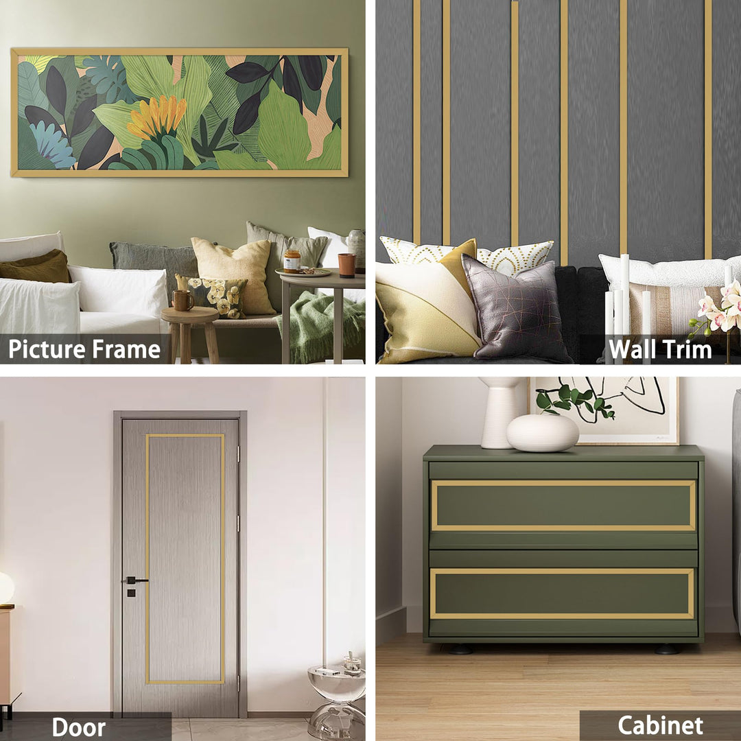 Flexible Molding &amp; Wall Trim | Peel and Stick Design | Ceiling, Floor, Mirror, Corner, Wardrobe, Cabinet and Auto Trim, 16.4 ft x 0.26 inch