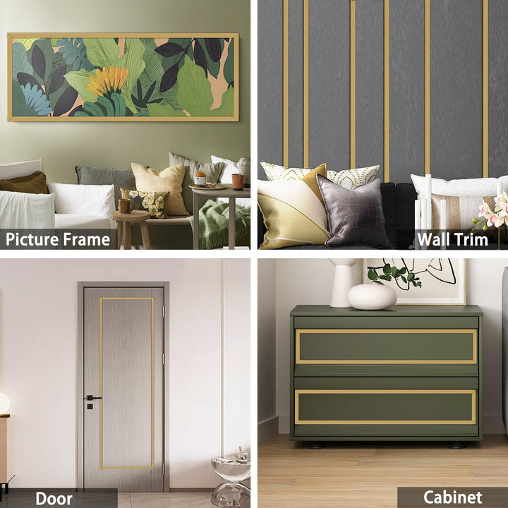 Flexible Molding &amp; Wall Trim | Peel and Stick Design | Ceiling, Floor, Mirror, Corner, Wardrobe, Cabinet and Auto Trim, 16.4 ft x 0.26 inch