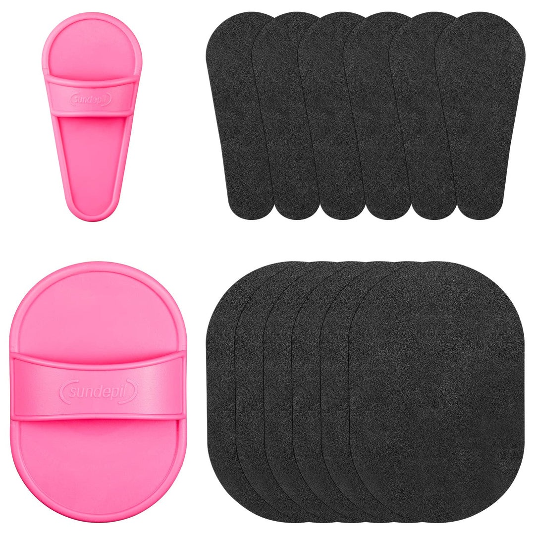 Hair Removal and Exfoliation Kit: Smooth Away Facial Hair Remover Pads (2 Sizes, 32 Pieces) and Fine Sandpaper (30 Pieces) for Women and Girls, Ideal for Lip, Body, and Crystal Depilatories