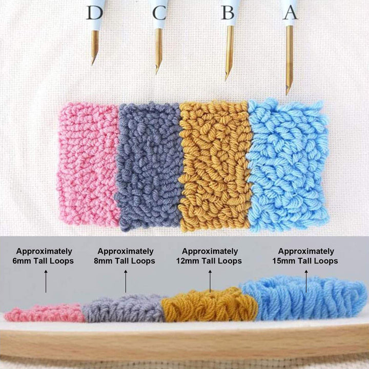 Hand U Journey Punch Needle Kit Regular Adjustable Rug Yarn Punch Needle, 8# Fine Wooden Handle Rug Making Tool,26.4 x 19.3 Inch Monk&#39;s Cloth, Needle Threader