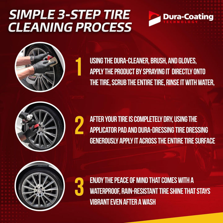 , Dressing Total Tire Kit - Single Size Car Kit - Tire Dressing, Cleaning and Restoration Kit for Cars - High Gloss Coating to Renew and Protect Your Tires - Made in USA