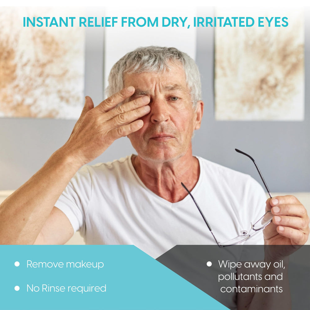 Clear C Eyelid Wipes Pre-Moistened for Dry Eyes – Rinse Free Eye Lid Cleaning Wipes – Individually Wrapped Travel Eye Wipes, 3 Boxes of 30