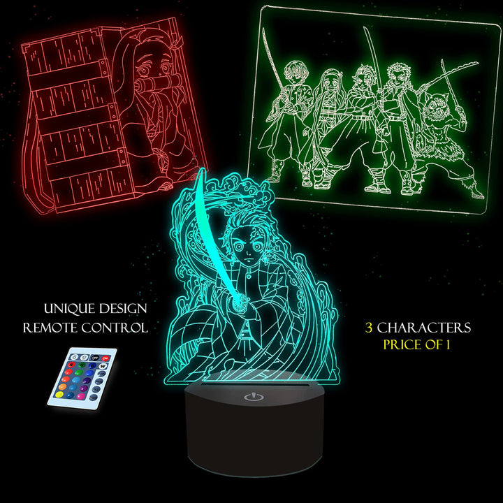 Demon Night Light, Bedroom Decor Gifts for Teenboys Teengirls Anime Lover, Kids Slayer Anime Light 3 Packs Images to Halloween Christmas Birthday Gift