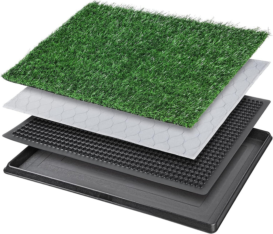 Dog Grass Pet Loo Indoor/Outdoor Portable Potty, Dog Litter Box, Artificial Grass Patch Bathroom Mat and Washable Pee Pad for Puppy Training, Full System with Trays (Pet Training Tray, 20x16)