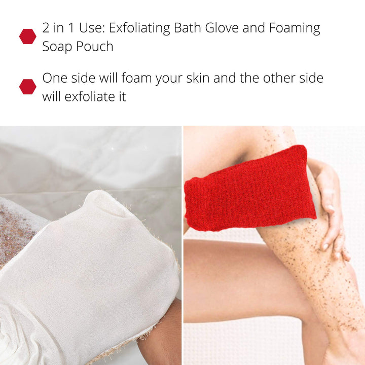 Exfoliating Loofah Glove Scrubber Mitten, Double Sided 