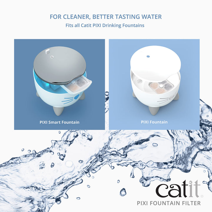 Catit PIXI Cat Drinking Fountain Original Filter, Official Replacement Triple Action Water Filter, 6-Pack, White