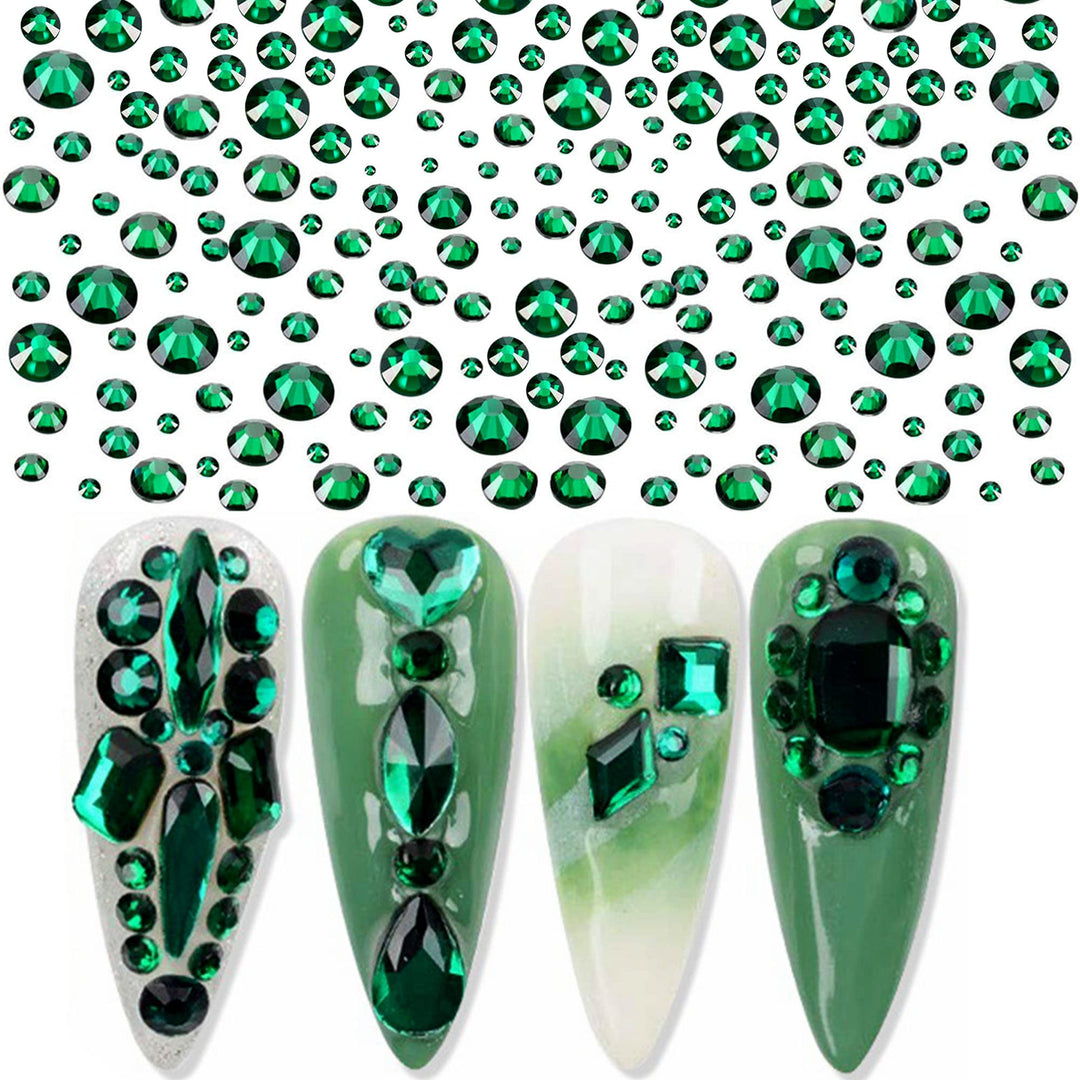 7500Pcs Emerald Green Nail Rhinestones 3D Nail Art Diamond for Nail Decoration Bead Flatback Gem Stones Sparkly Green Crystal Rhinestones Nail Design Charms for Nail DIY Crafts Shoes Jewelry