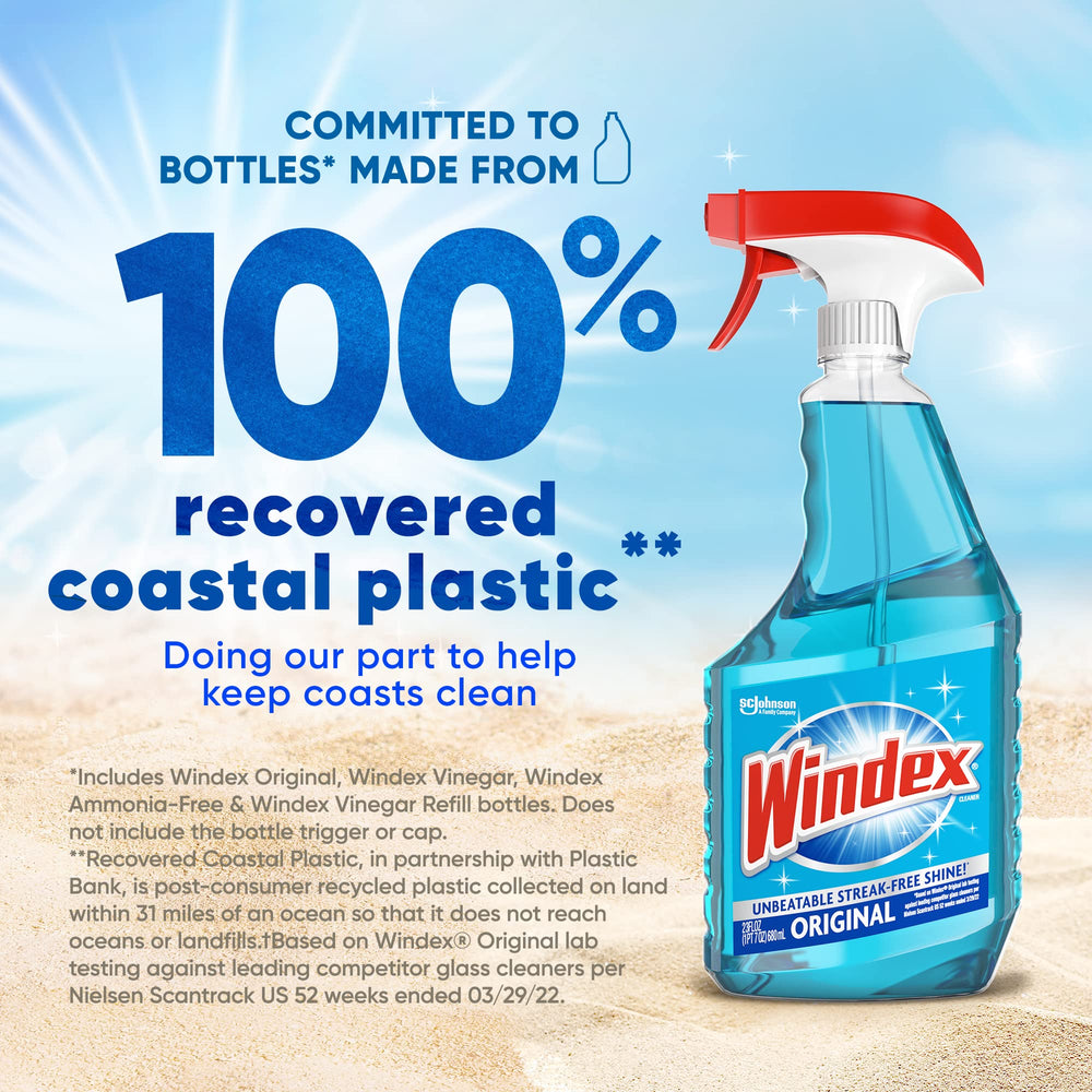 Windex Glass Cleaner Trigger Bottle, Original Blue, 23 