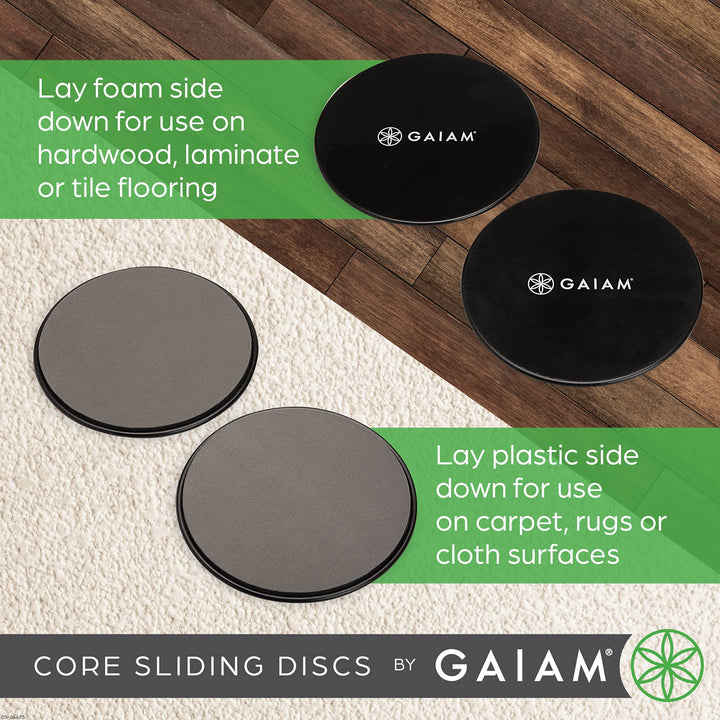Core Sliding Discs - Dual Sided Workout Sliders for Carpet &amp; Hardwood Floor - Home Ab Pads Exercise Equipment Fitness Sliders for Women and Men, Grey/Black