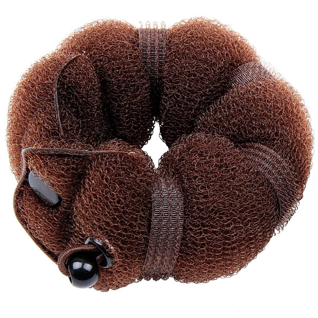 Goldrose Beauty Buns 2 Piece Magic Hair Styling Styler Twist Ring Former Shaper Doughnut Donut Chignon Bun Maker Clip Hair Curler Accessory Small &amp; Large (Brown)
