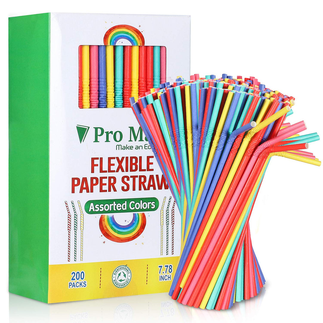 Pro Mael Paper Drinking Straws, Flexible Straws for Jui