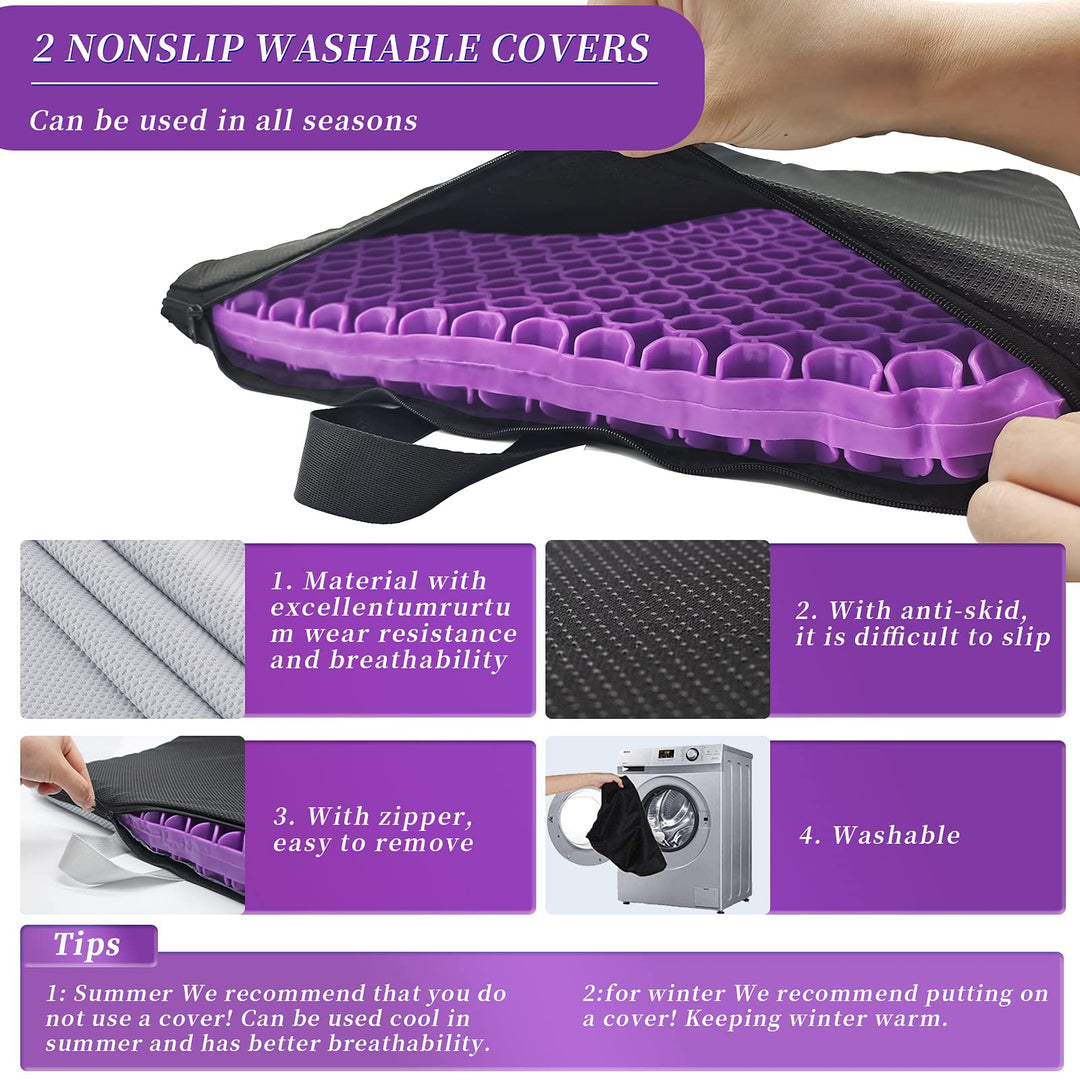 Extra-Large Gel Seat Cushion, Breathable Honeycomb Design Pain Relief Egg Seat Cushion - Home Office Chair Cars Wheelchair
