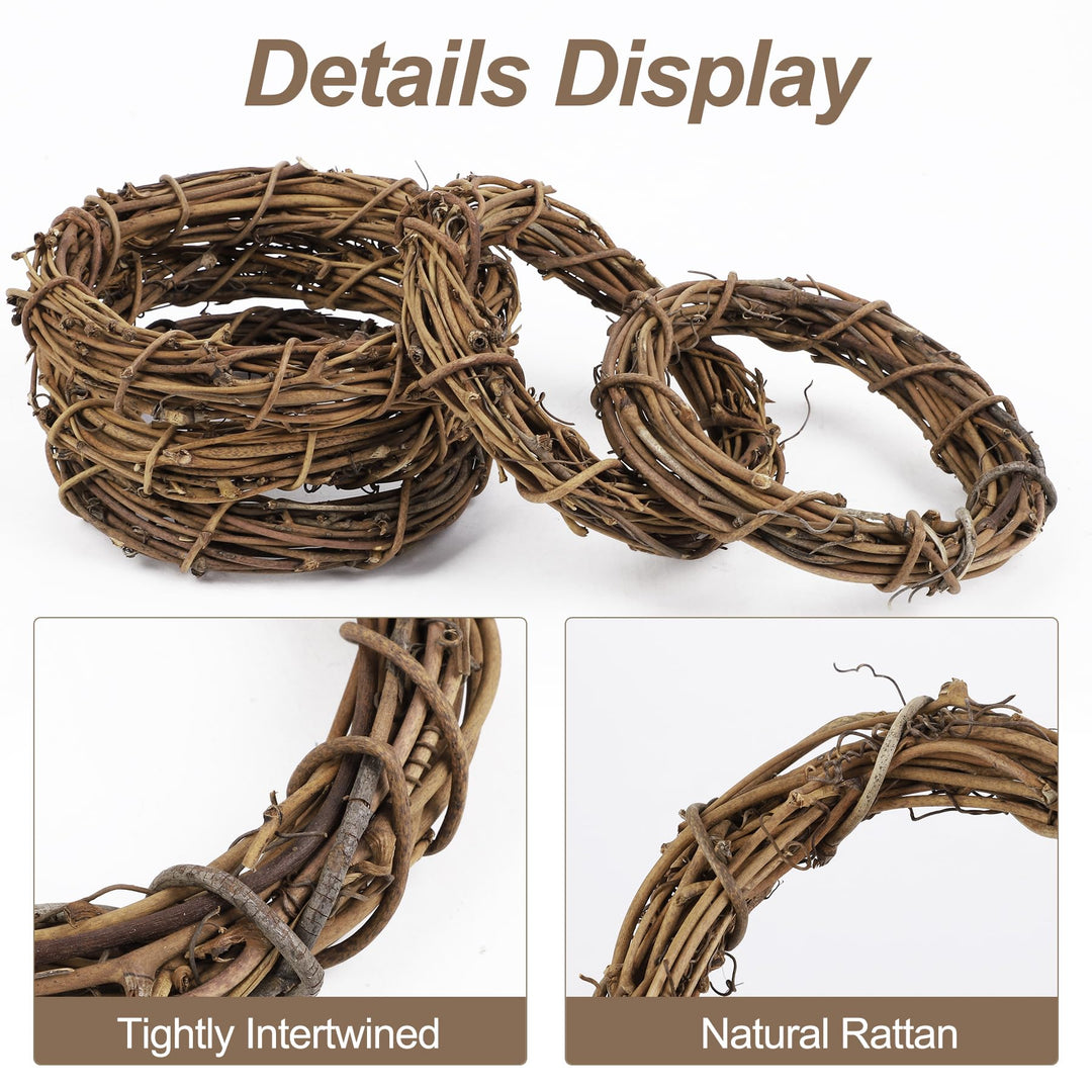16 Pieces 3 Inch Grapevine Wreaths Vine Branch Wreath Christmas Rattan Wreath Garland Decoration for Christmas Holiday Craft or Wedding Supplies