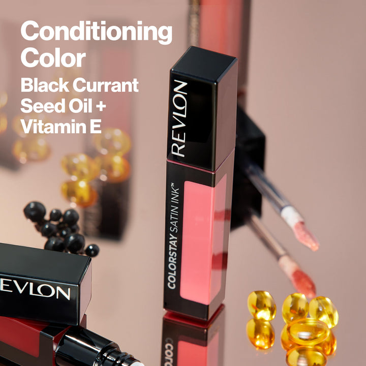 ColorStay Satin Ink Crown Jewels Liquid Lipstick, Longlasting &amp; Waterproof Lipcolor, Moisturizing Creamy Formula Infused with Black Currant Seed Oil, 035 Reigning Red, 0.17 fl oz.