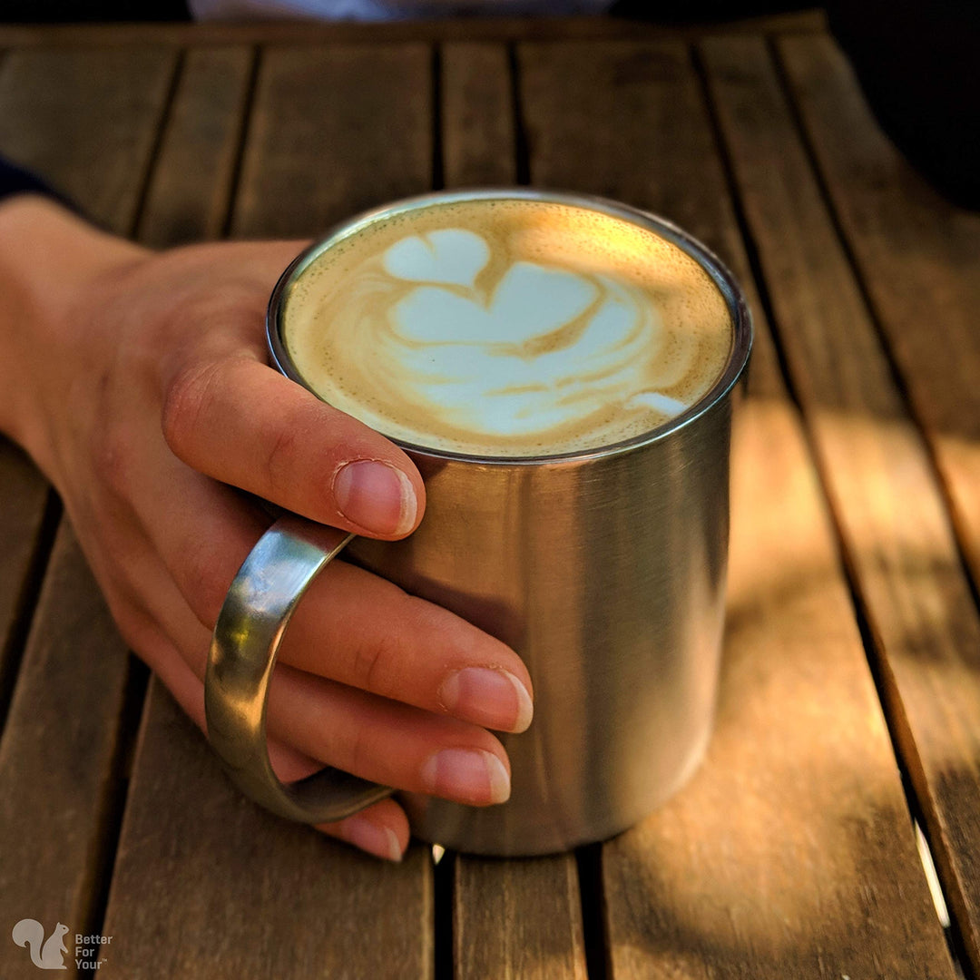 Stainless Steel Coffee Mugs - Premium Wider Handle &#39;BLUE&#39; &amp; &#39;PINK&#39; Laser Engraved Coffee Cups - Perfect for the Home Camping RV 13.5 oz Shatterproof Dishwasher Safe (Set of 2)