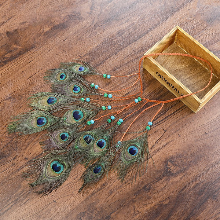 Peacock Feather Hippie Headband Accessories - AWAYTR Bo