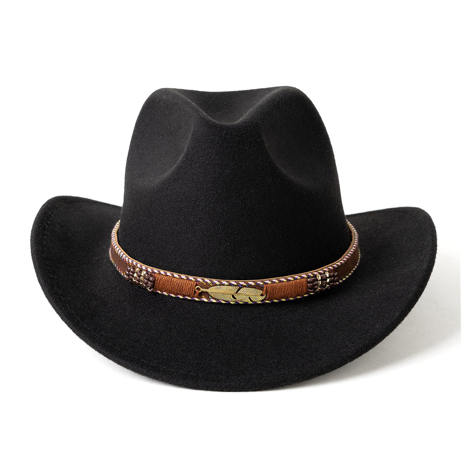 HUDANHUWEI Western Cowboy Hat Wide Brim Outdoor Fedora 