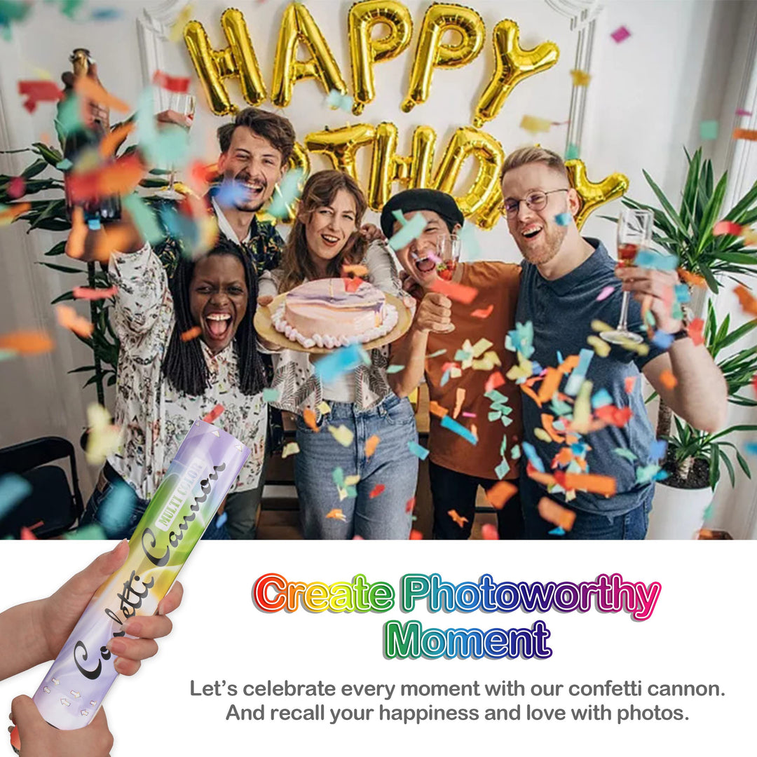 Confetti Cannon Party Poppers Biodegradable Shooters, (6 Pack) Multicolor Confetti Blaster for Birthday Graduation Wedding Christmas New Year’s Eve