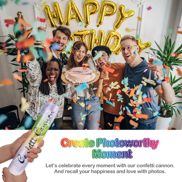 Confetti Cannon Party Poppers Biodegradable Shooters, (6 Pack) Multicolor Confetti Blaster for Birthday Graduation Wedding Christmas New Year’s Eve