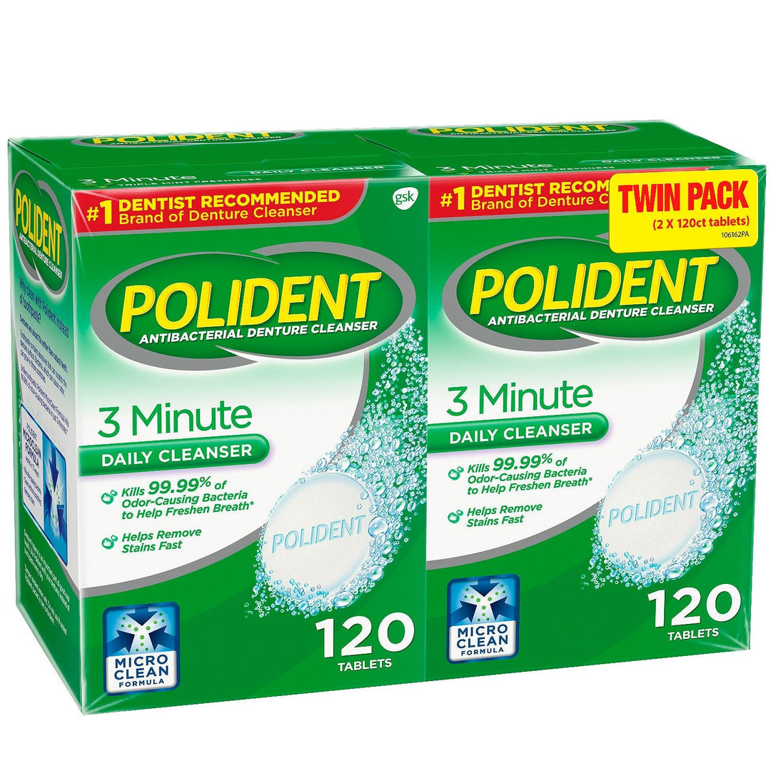 Polident 3 Minute, Antibacterial Denture Cleanser 120 e