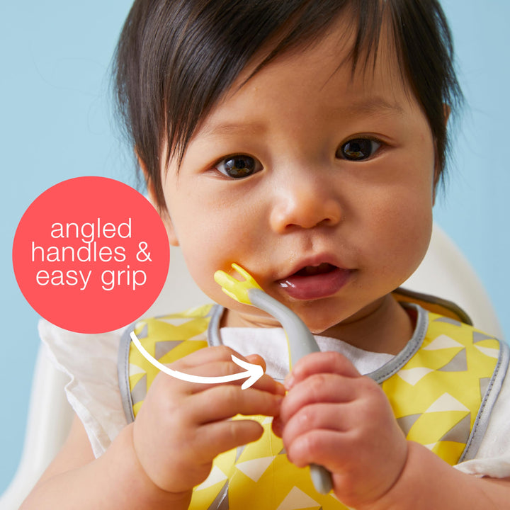 b.box Toddler Cutlery Set: Patented FLORK™ Designed Fork, Spoon & Travel Case, Easy Grip Handles, Dishwasher Safe, BPA Free. (Lemon Sherbet)