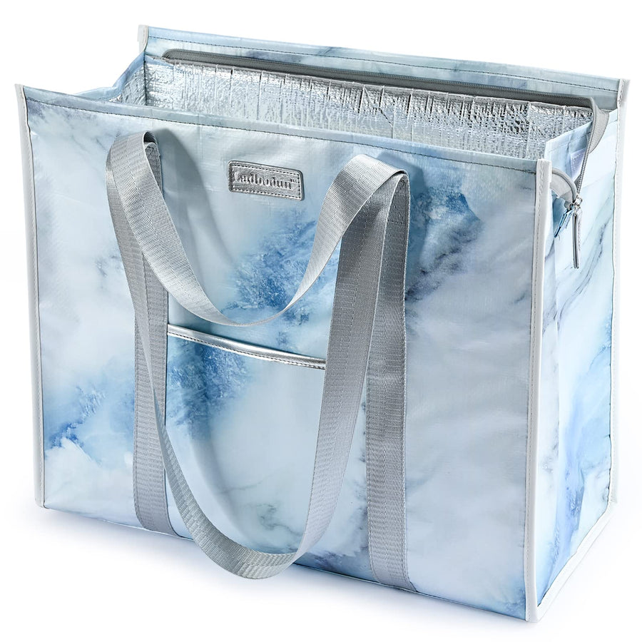 Insulated Grocery Bags With Zippered Top, Reusable Shopping Tote Cooler Bag Large Stand Up Food Carrier Delivery For Groceries Thermal Hot Or Cold Frozen Foods For Camping Travel xl 1Pack