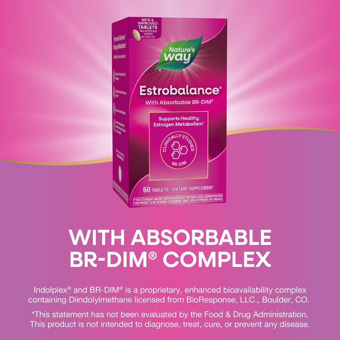 Nature&#39;s Way Estrobalance, Absorbable BR-DIM, Supports Healthy Estrogen Metabolism*, Vegan, Gluten Free, 60 Tablets (Packaging May Vary)
