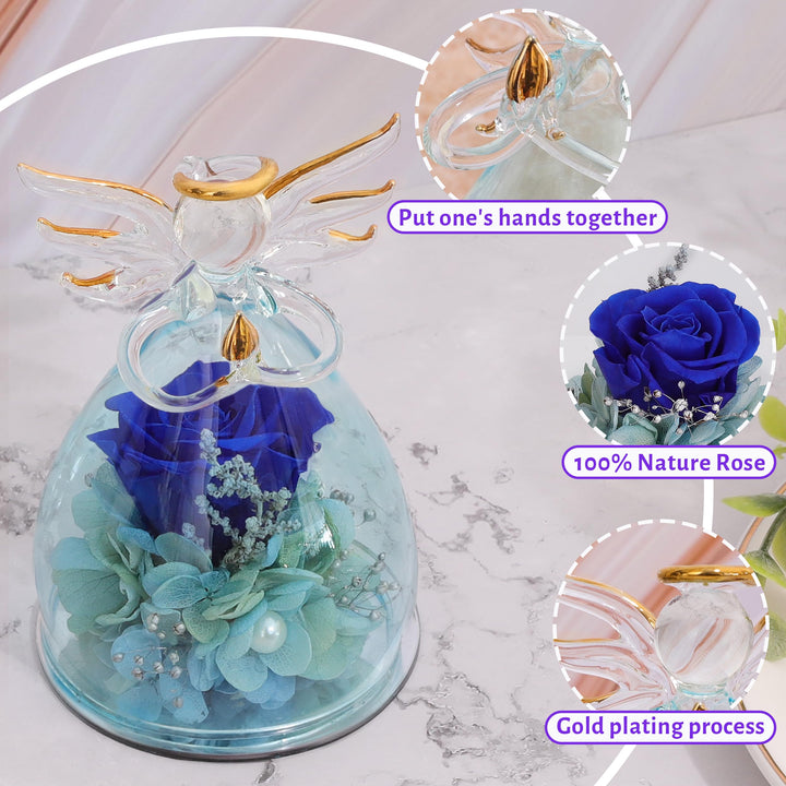 Preserved Flowers Real Rose Gifts for Sisters Angels Figurines Mothers Day Flowers Birthday Gifts Grandma Gifts Christian Gifts Thank You Gifts Loss of a Mother Sympathy Gifts