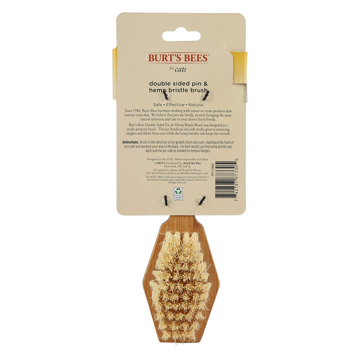 Burt&#39;s Bees for Pets Double Sided Pin &amp; Bristle Brush | Removes Loose Fur &amp; Prevents Matting | Ideal for Daily Cat Grooming