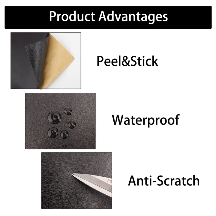 Leather Repair Tape Patch 8x120 Inches, Leather Repair Patch Self Adhesive for Couches, Sofa, Furniture, Vinyl Car Seats, Bags, Jackets First Aid Patch (Black)