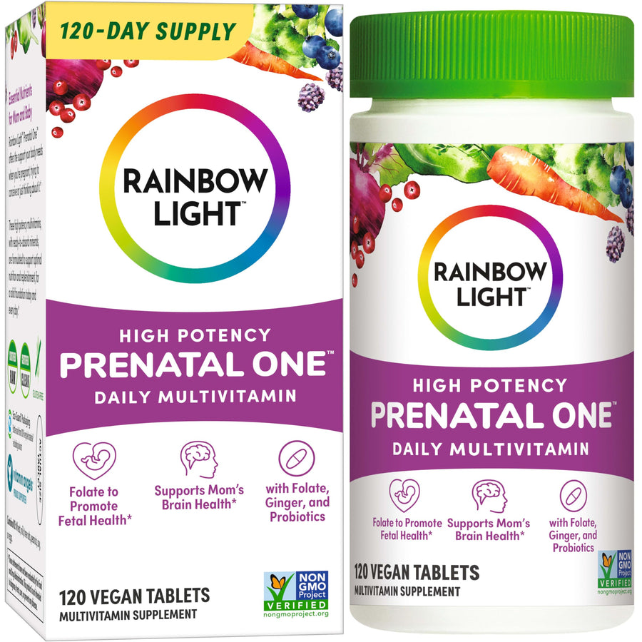 High-Potency Prenatal One Multivitamin, Prenatal Health Multivitamin Supports Mom's Health and Baby's Development, With Vitamin C, Vegan, 120 Count
