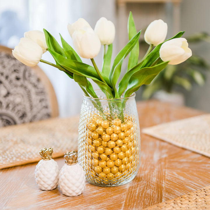 Gold Marbles for Vases | Glass Marbles Bulk Vase Fillers | Glass Beads for Vases, Round Marble 1lb, (Approx. 80 pcs)