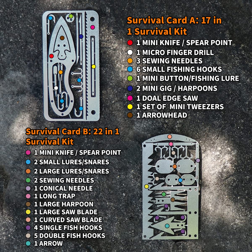 PSKOOK 12 Pcs Survival Multitool Card Emergency Camping