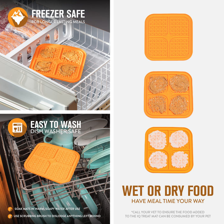 IQ Treat Lick mat for Dogs, Slow Feeder &amp; Cat Lick mats | Great Alternative to Slow Feeder Dog Bowls &amp; Feeders | Perfect Licking mat, Cat Puzzle &amp; Dog Enrichment Toys