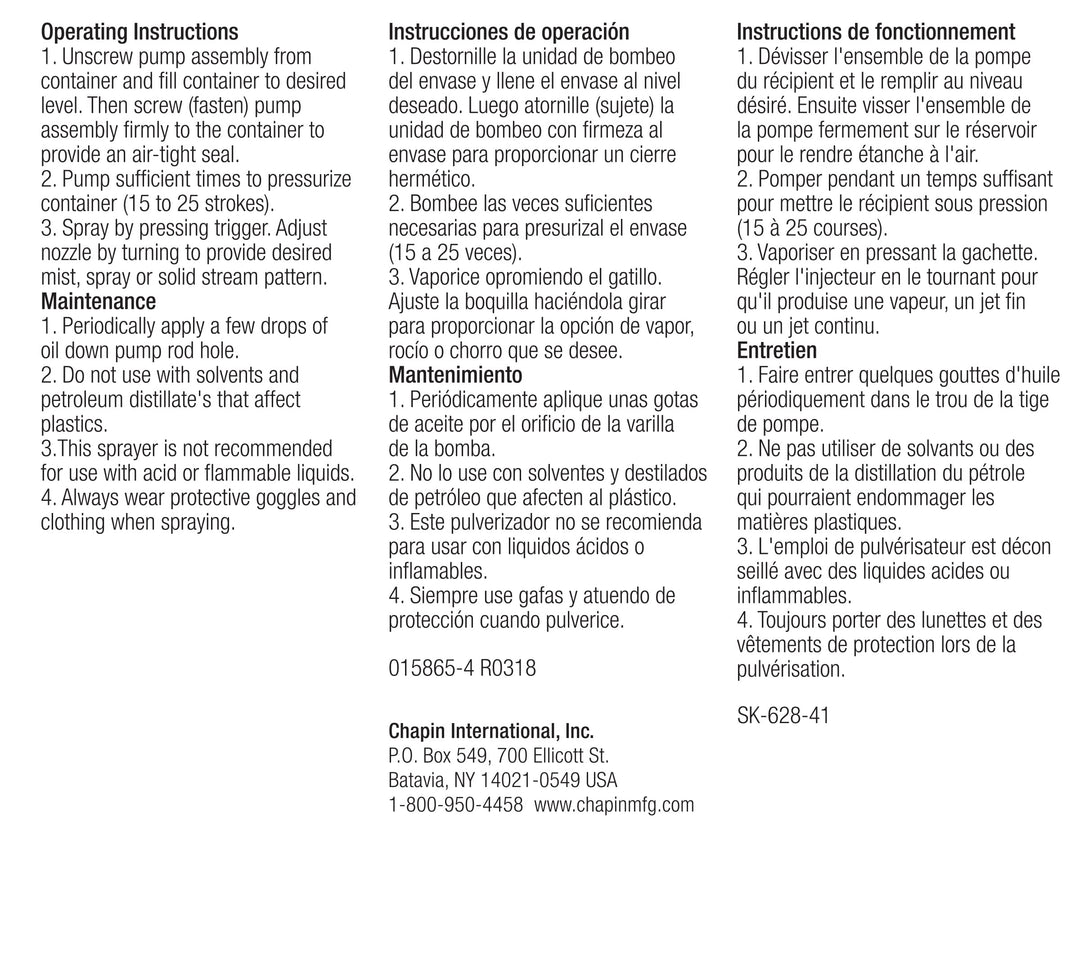 Chapin 1003 48-Ounce Farm and Field Hand Sprayer For Fertilizer, Herbicides and Pesticides